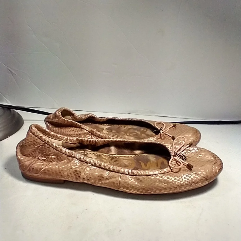 Sam Edelman Felicia Snake Print Rose Gold Ballet Flat Women's sz 6.5M.